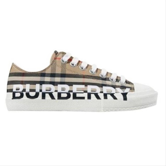 BURBERRY logo printed check canvas sneakers - Picture 1 of 5